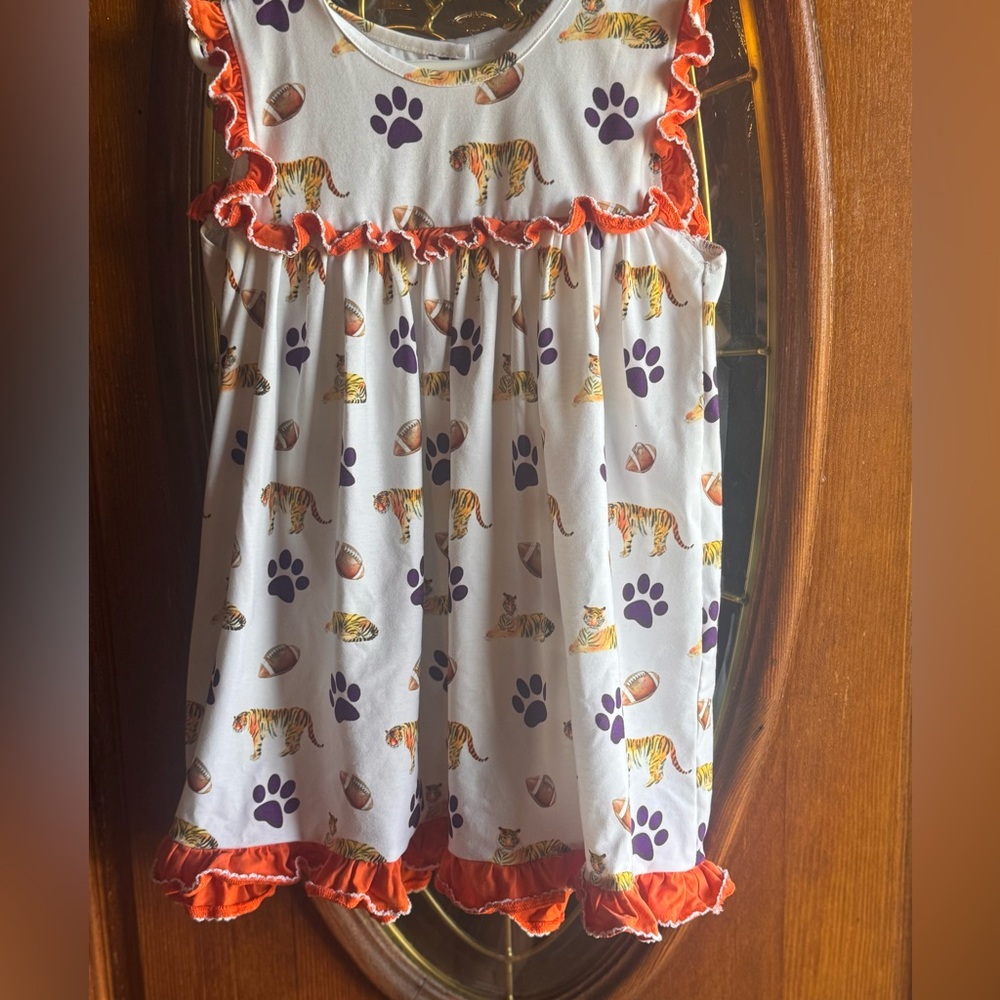 White Dress with Tiger and Paw Print